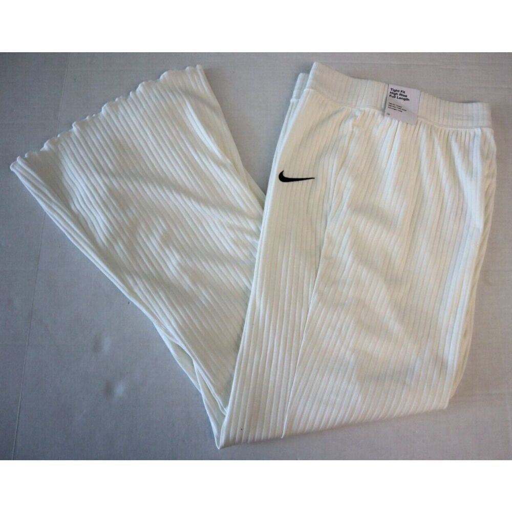Nike Sportswear FB3210-133 Women Sz 1X White High-Waisted Ribbed Jersey Pants